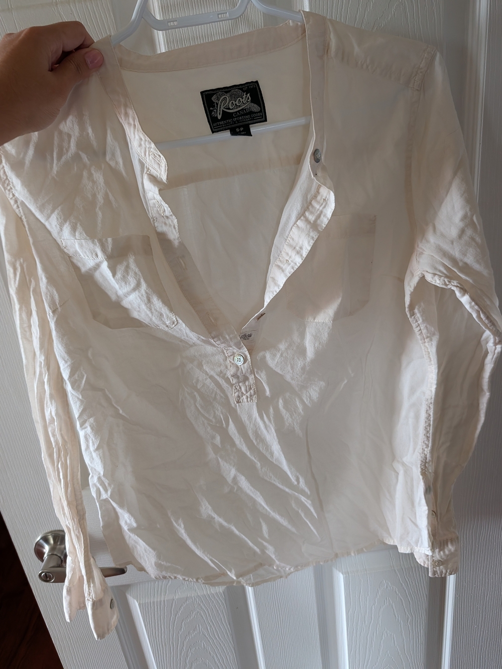 Roots Light Cream Button-Front Women's Shirt
